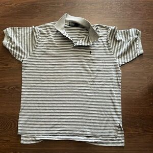 Men’s XL gray striped Ralph Lauren polo shirt. Great condition.